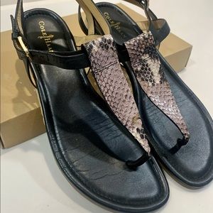 Cole Haan Black Snakeprint Sandals, size 8.5